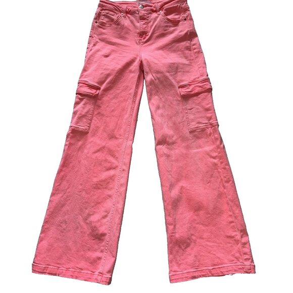 Freckled Poppy X RISEN LOS ANGELES Jeans Pants SZ 7 28X32 Pink Tummy Control - Picture 1 of 16